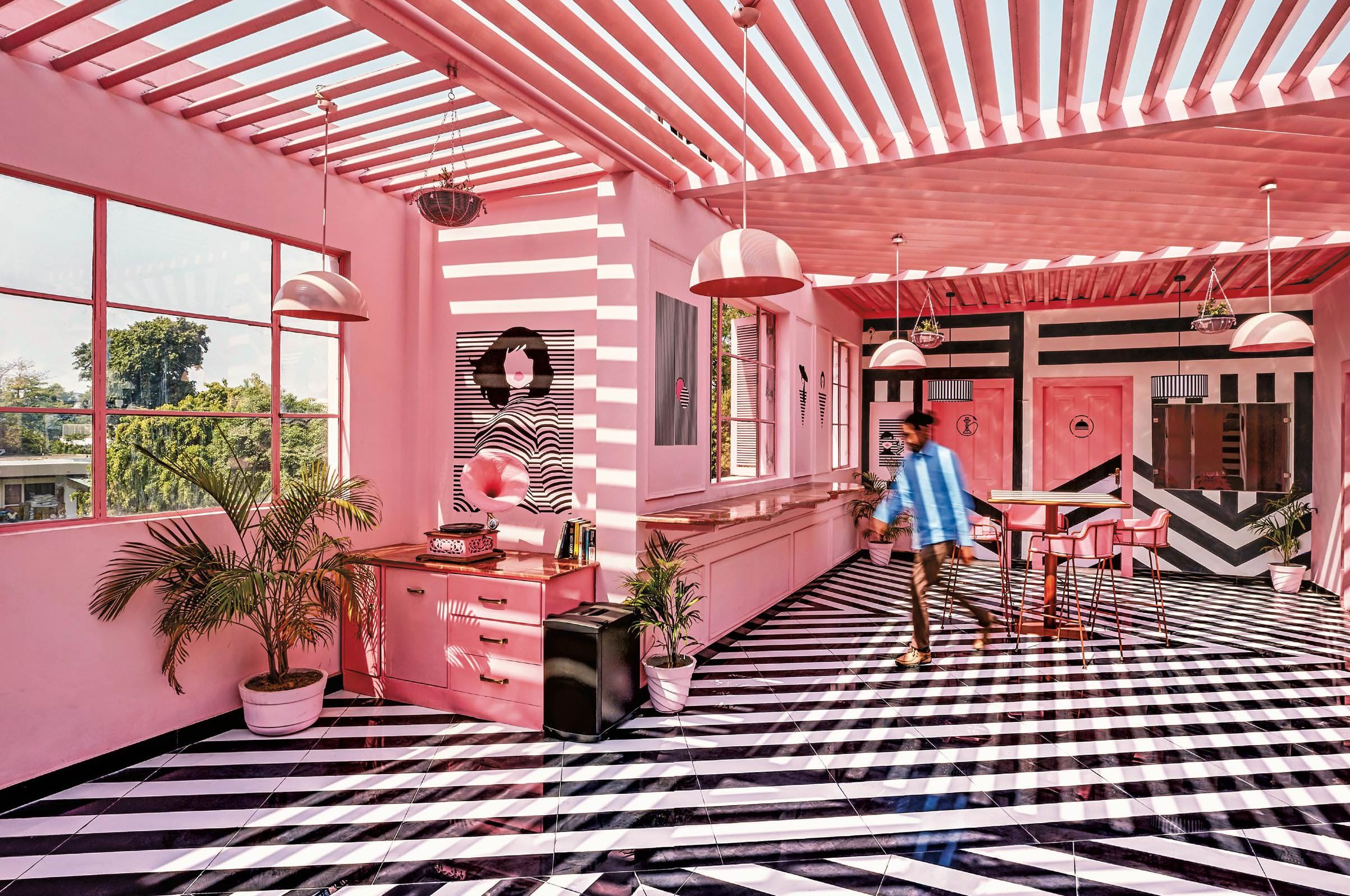 Pink. Black. White