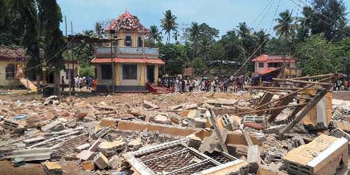 Ground zero After the blast in the Puttingal Devi Temple in Paravur.