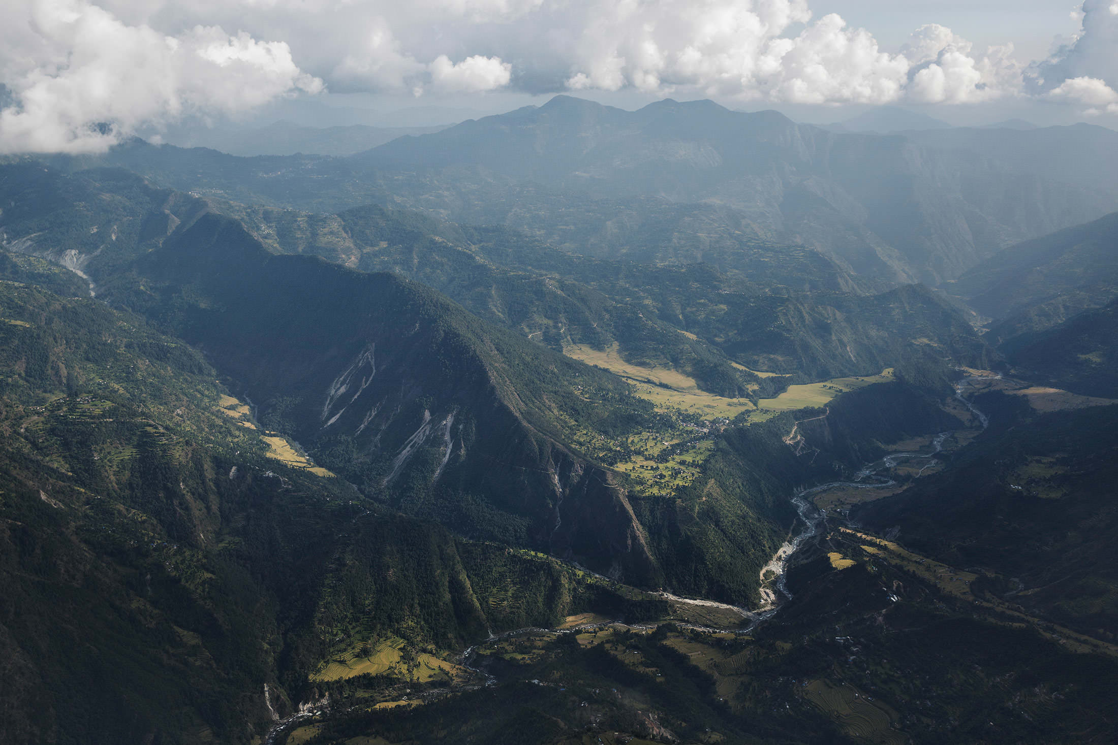 The Hongku River valley, looking toward the mountains of Solukhumbu.