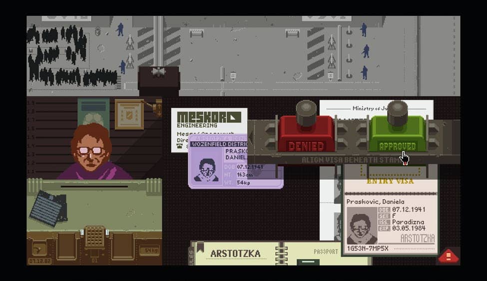 Tela do jogo Papers, please (Lucas Pope, 2013)